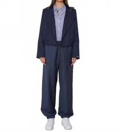 We-ar4 The Bootleg Cargo Pant In Denim Check In Blue