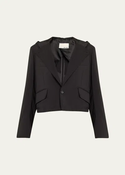 We-ar4 The Cropped Hooded Blazer In Black