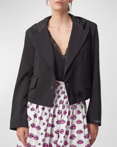 We-ar4 The Cropped Hooded Blazer In Black