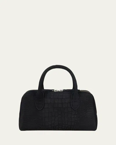 We-ar4 The Ivy 22 Croc-embossed Nubuck Leather Crossbody Bag In Black
