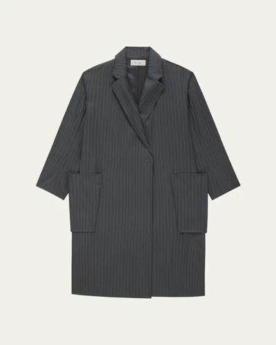 We-ar4 The Outsider Overcoat In Medium Grey Pinstripe