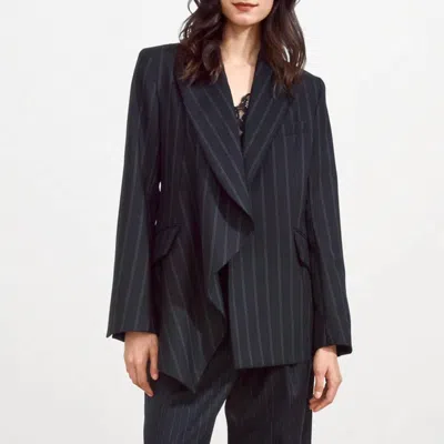 We-ar4 Uptown Blazer In Black Stripe In Blue
