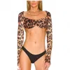 We Are Hah Leopard Print Long Sleeve Top In Multicolor