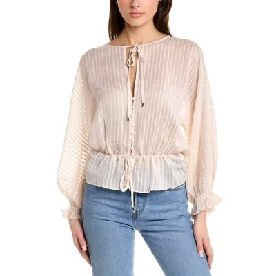We Are Kindred Aurora Tie Neck Long Sleeve In Off White