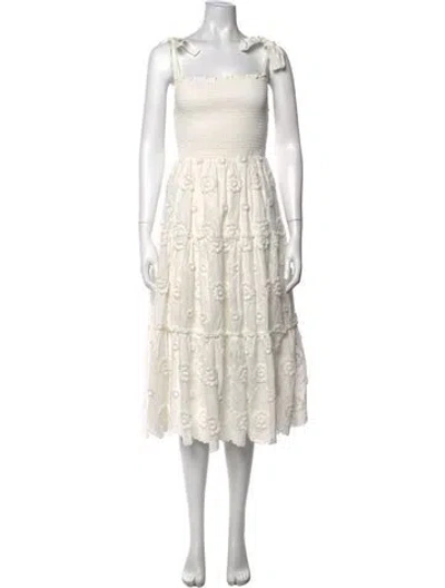 Pre-owned We Are Kindred Floral Print Midi Length Dress In Neutrals