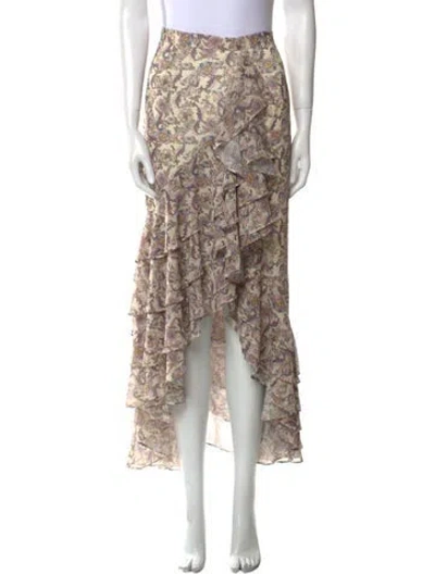 Pre-owned We Are Kindred Printed Midi Length Skirt In Neutral
