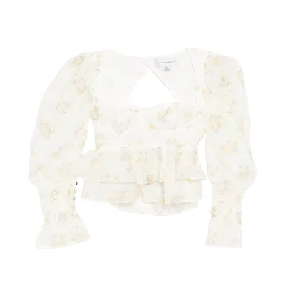 We Are Kindred Women's Cynthia Silk Long Sleeve Top White In Gray