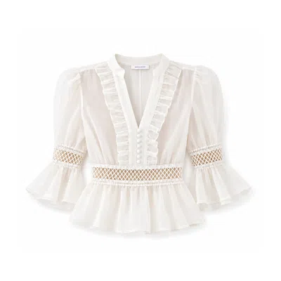 We Are Kindred Women's Josephine Silk Peplum Blouse-white