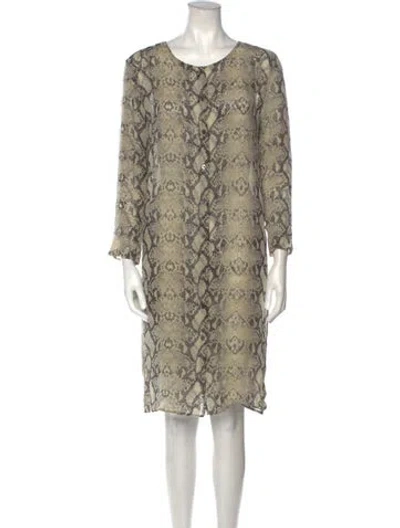 Pre-owned We Are Leone Animal Print Knee-length Dress In Neutral