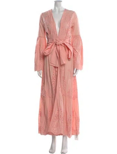 Pre-owned We Are Leone Lace Pattern Long Dress In Pink