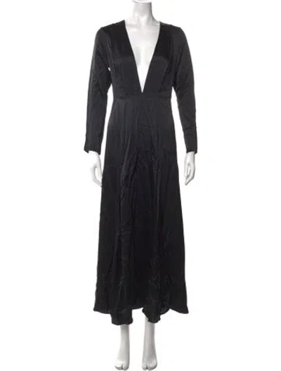 Pre-owned We Are Leone Silk Long Dress In Black