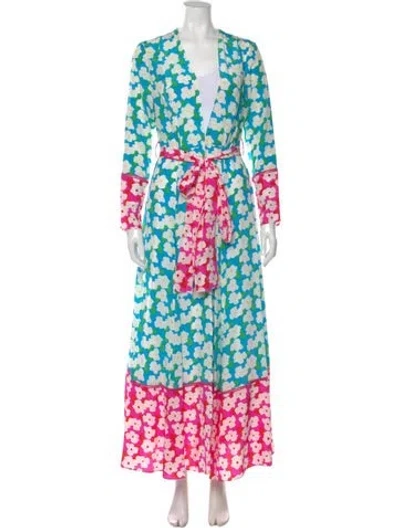 Pre-owned We Are Leone Silk Long Dress In Blue