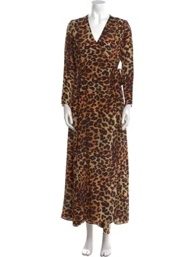 Pre-owned We Are Leone Silk Long Dress In Brown