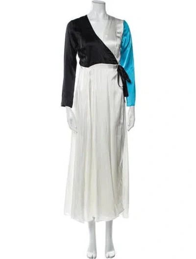 Pre-owned We Are Leone Silk Long Dress In Neutral