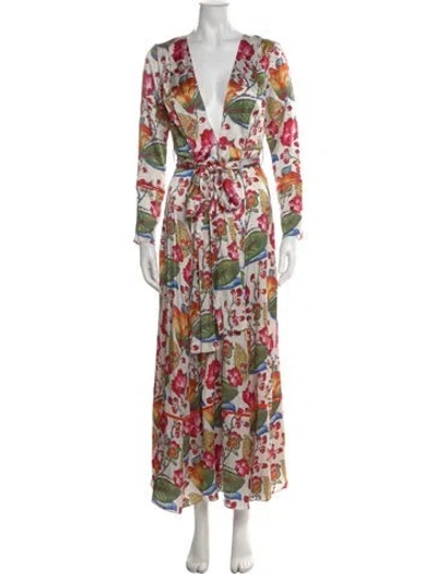 Pre-owned We Are Leone Silk Long Dress In Neutral