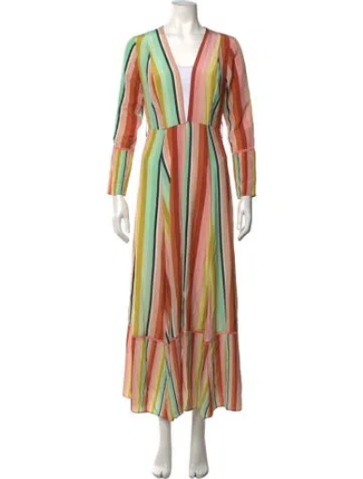Pre-owned We Are Leone Silk Long Dress In Orange