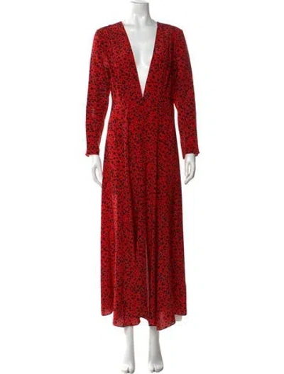 Pre-owned We Are Leone Silk Long Dress In Red