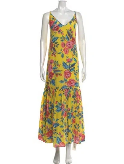 Pre-owned We Are Leone Silk Long Dress In Yellow