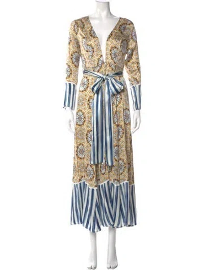 Pre-owned We Are Leone Silk Long Dress In Yellow