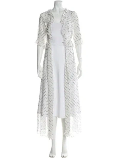 Pre-owned We Are Leone Silk Polka Dot Print Robe In White