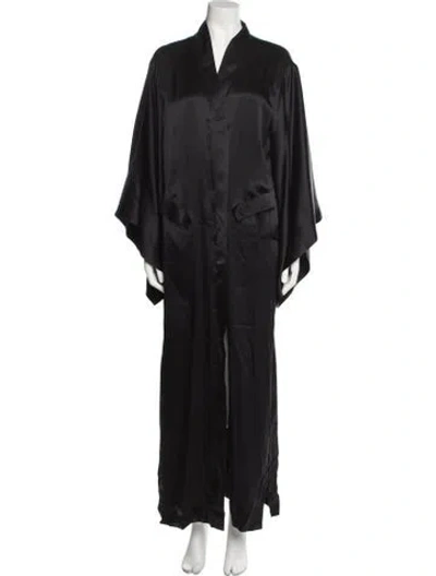 Pre-owned We Are Leone Silk Robe W/ Tags In Black