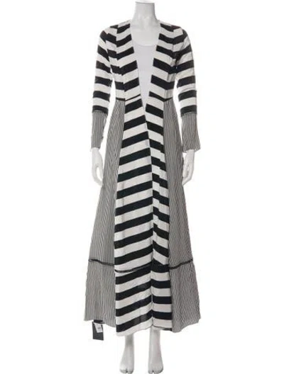 Pre-owned We Are Leone Silk Striped Robe W/ Tags In Green