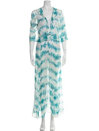 Pre-owned We Are Leone Tie-dye Print Cover-up In Blue