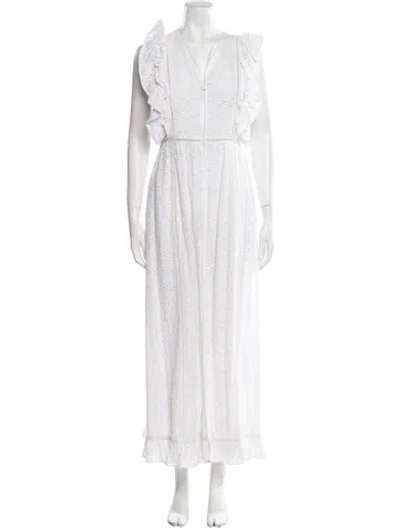 Pre-owned We Are Leone V-neck Long Dress In White