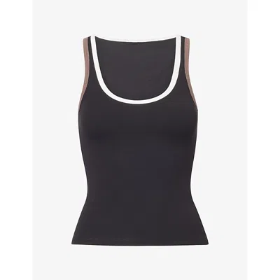 We Are Tala Omens 365 Contrast-trim Rib-jersey Vest Top Black Xs