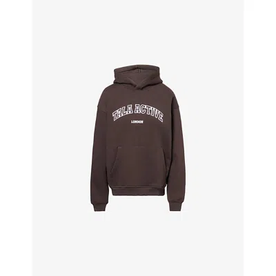 We Are Tala Omens Americano Actvive Oversized Cotton-blend Hoodie In Brown