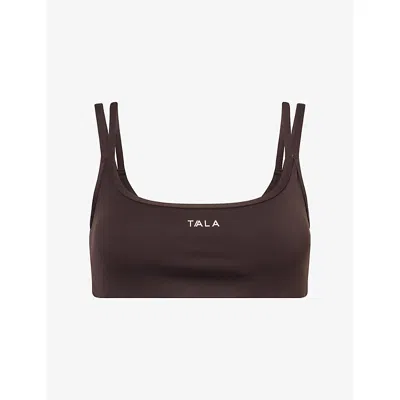 We Are Tala Omens Americano Bandeau Crossover Sports Bra In Brown