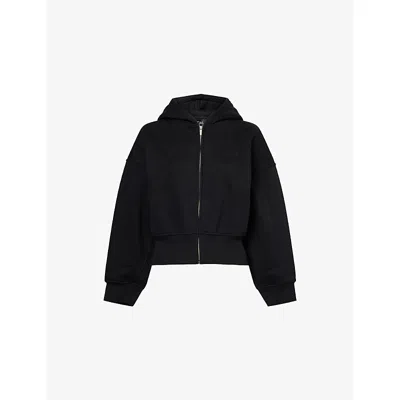 We Are Tala Omens Black Cocoon Zip-through Cotton-blend Hoody