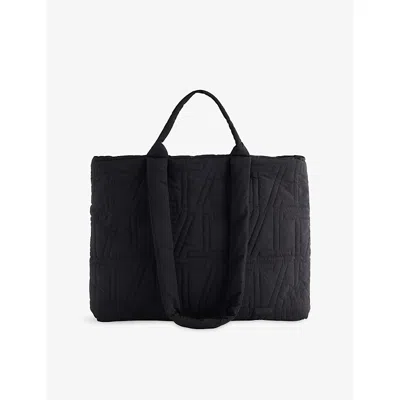 We Are Tala Omens  Essentials Quilted Woven Tote Bag In Black