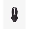 We Are Tala Omens  Halter Plunge Ring Swimsuit