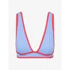 We Are Tala Omens Contrast Plunge Bikini Top Blue In Blue