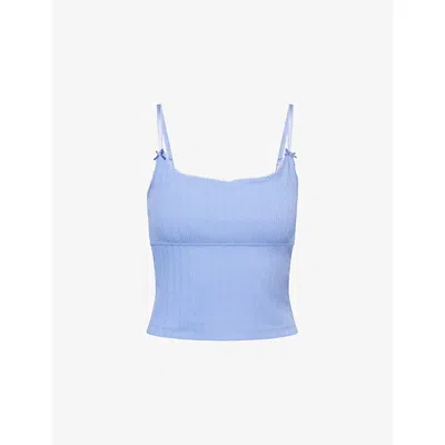 We Are Tala Omens Soft Lounge Pyjama Cotton-jersey Cami Top Blue