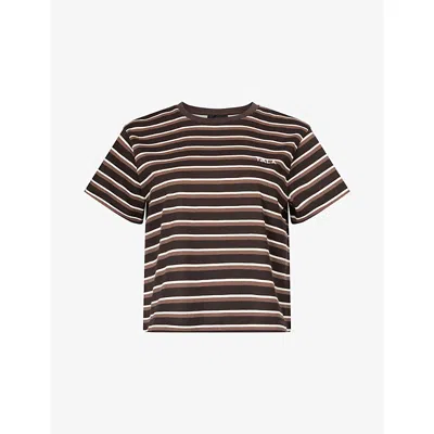 We Are Tala Omens Boxy Baby Striped Cotton T-shirt In Brown