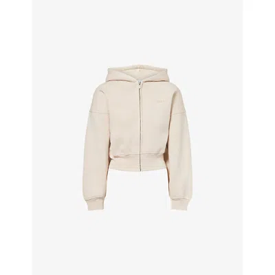 We Are Tala Omens Chai Cocoon Sweat Zip-up Cotton-blend Hoody In Neutral