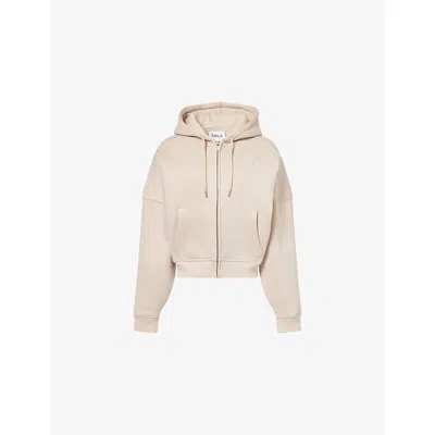 We Are Tala Omens Chai Oversized Cocoon Zip-through Cotton-blend Hoody In Brown