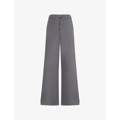 We Are Tala Omens Brand-embroidery Split-cuffs Wide-leg High-rise Cotton-blend Jogging Bottoms Charcoal