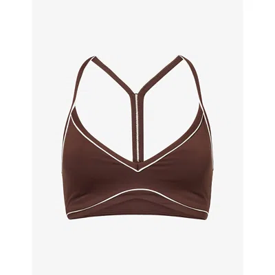 We Are Tala Omens Chestnut Brown Dayflex Contrast Sweetheart Sports Bra In Multi