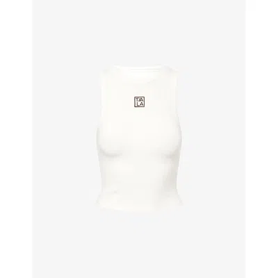 We Are Tala Omens Coconut Milk 365 Ribbed Logo Racer Stretch-woven Top In White