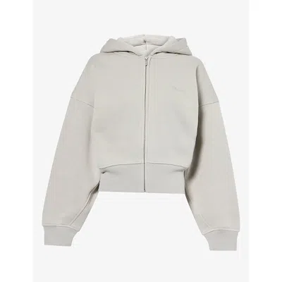 We Are Tala Omens Cocoon Zipped Cotton-blend Hoody Soft Sage In Gray