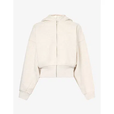 We Are Tala Omens Cocoon Zip-through Cotton-bend Hoody Oat Marl In Neutral