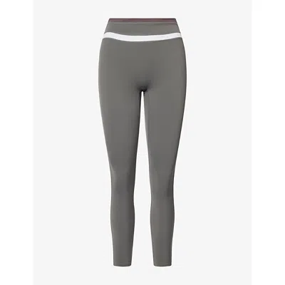 We Are Tala Omens Contrast-stripe High-waisted Leggings Dark Olive