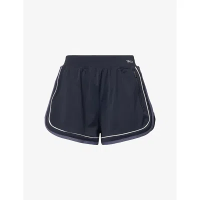 We Are Tala Omens Contrast-stripe Retro Nylon-blend Running Shorts Shadow Black