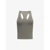 We Are Tala Omens Dark Olive Dayflex Built-in Support V-neck Racer Stretch-woven Vest Top