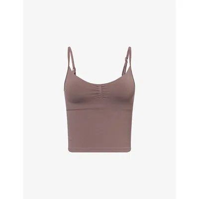 We Are Tala Omens Dark Truffle Sculpt Seamless Ruched Vest Top In Brown