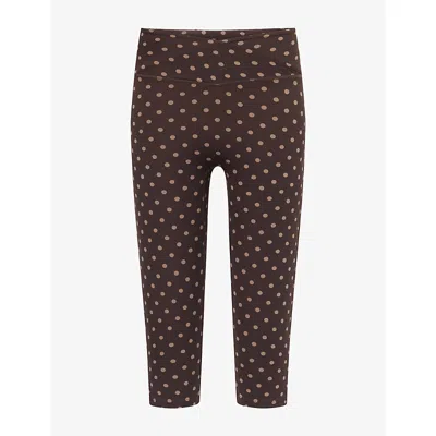 We Are Tala Omens Dayflex Capri Wrap-front Jersey Leggings Americano Polka Xs