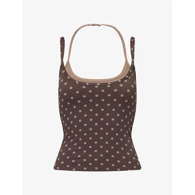 We Are Tala Omens Dayflex Double-layer Jersey Vest Top Americano Polka